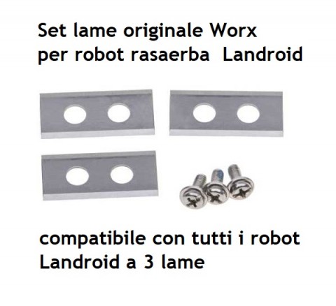 Set lame robot rasaerba WORX per tutti i modelli Landroid a 3 lame. Set completo di 3 viti.